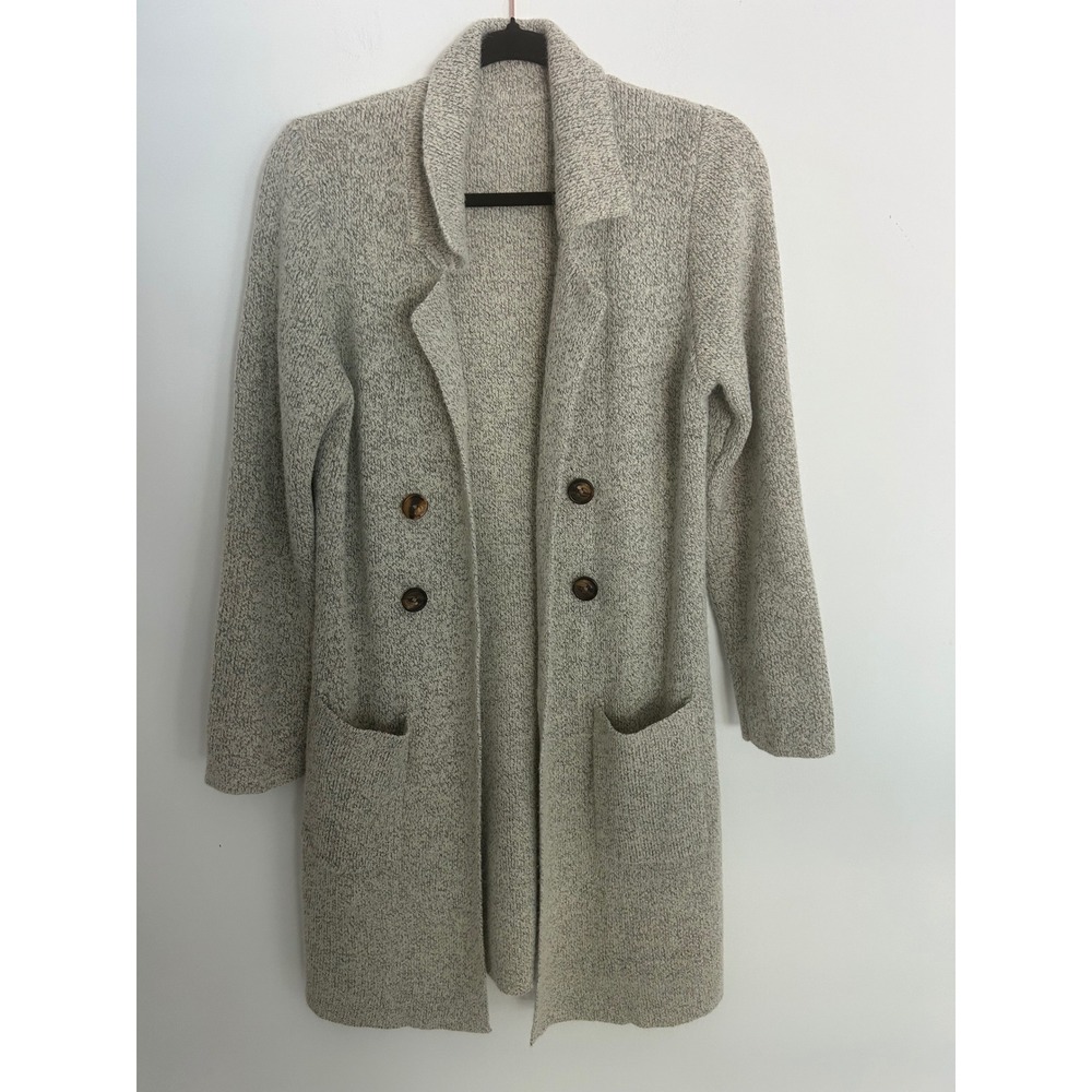 Cici Bird Womens Grey Marled Knit Longline Open Cardigan Sweater Duster Size M